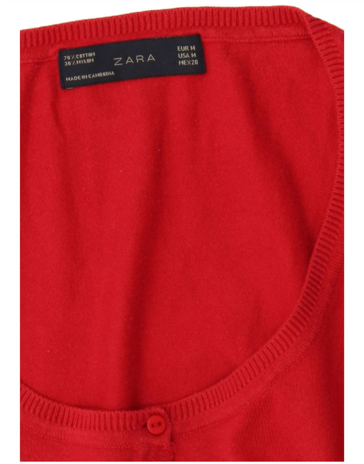 Zara Cardigan à manches 3/4 pour femme Rouge moyen UK 12