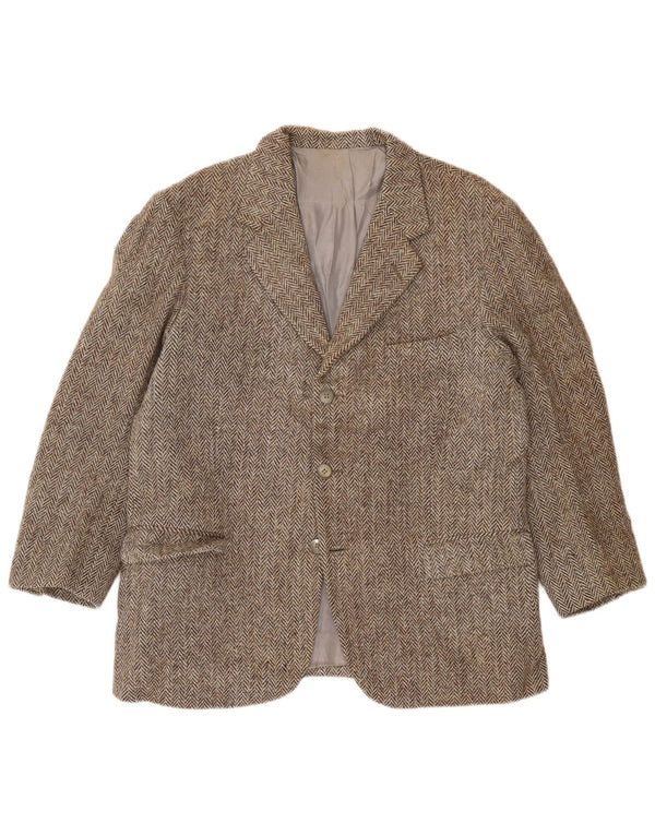Harris Tweed Veste blazer à 3 boutons pour homme UK 38 Gris moyen à chevrons