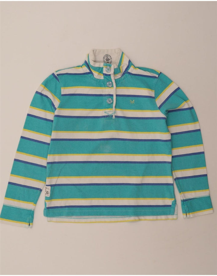 CREW CLOTHING Womens Sweatshirt Jumper UK 12 Medium Turquoise Striped Vintage Crew Clothing and Second-Hand Crew Clothing from Messina Hembry 