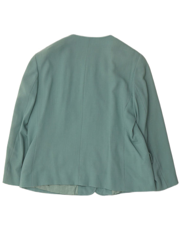 ELENA MIRO Veste blazer 4 boutons pour femme UK 20 2XL Laine vierge verte