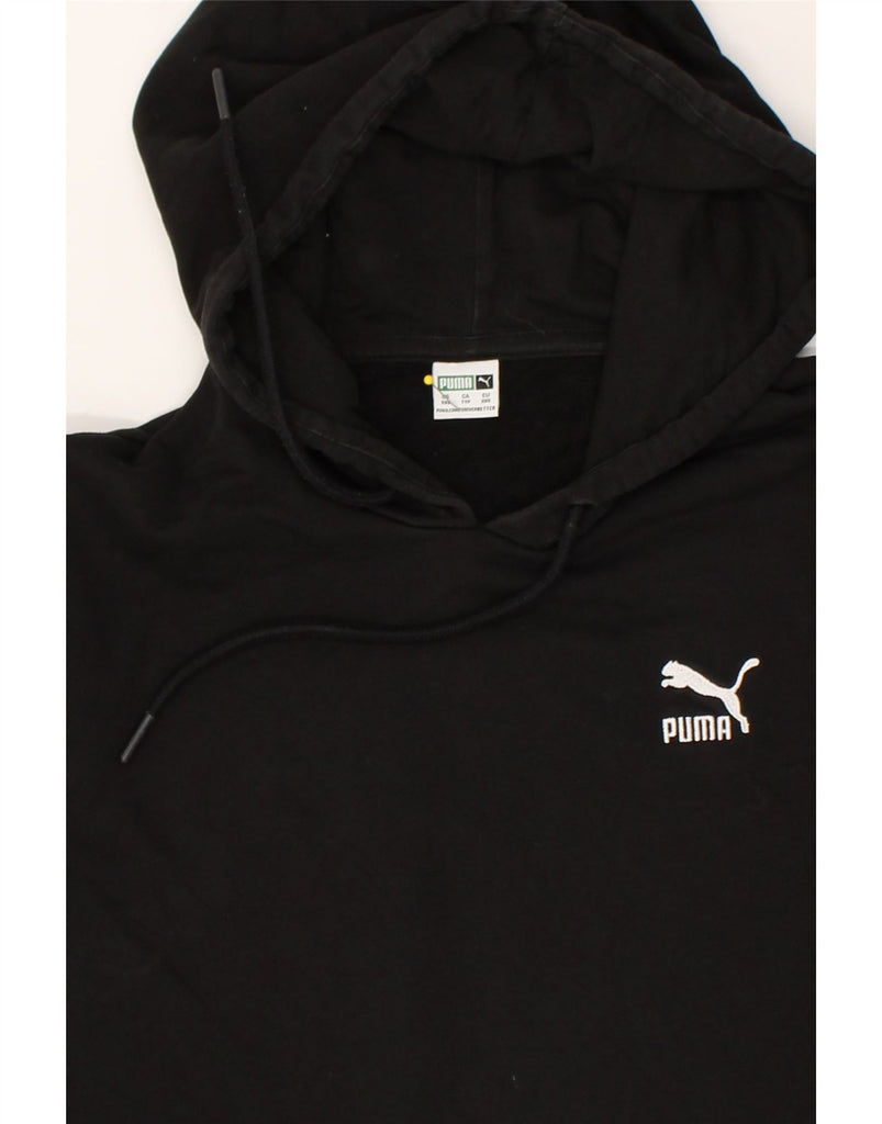 PUMA Womens Hoodie Jumper UK 2 2XS Black Cotton | Vintage Puma | Thrift | Second-Hand Puma | Used Clothing | Messina Hembry 