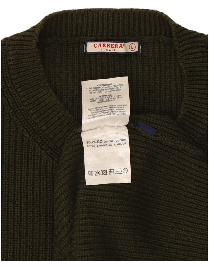 Carrera Pull à col rond pour homme en coton kaki Large