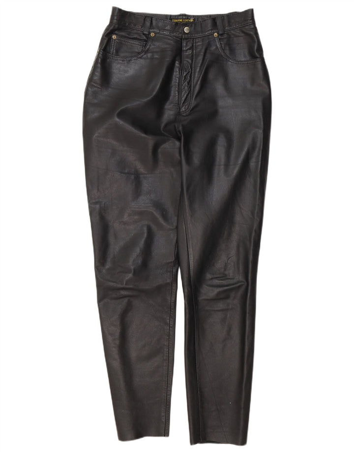 Pantalon fuselé femme en cuir véritable W28 L29 noir