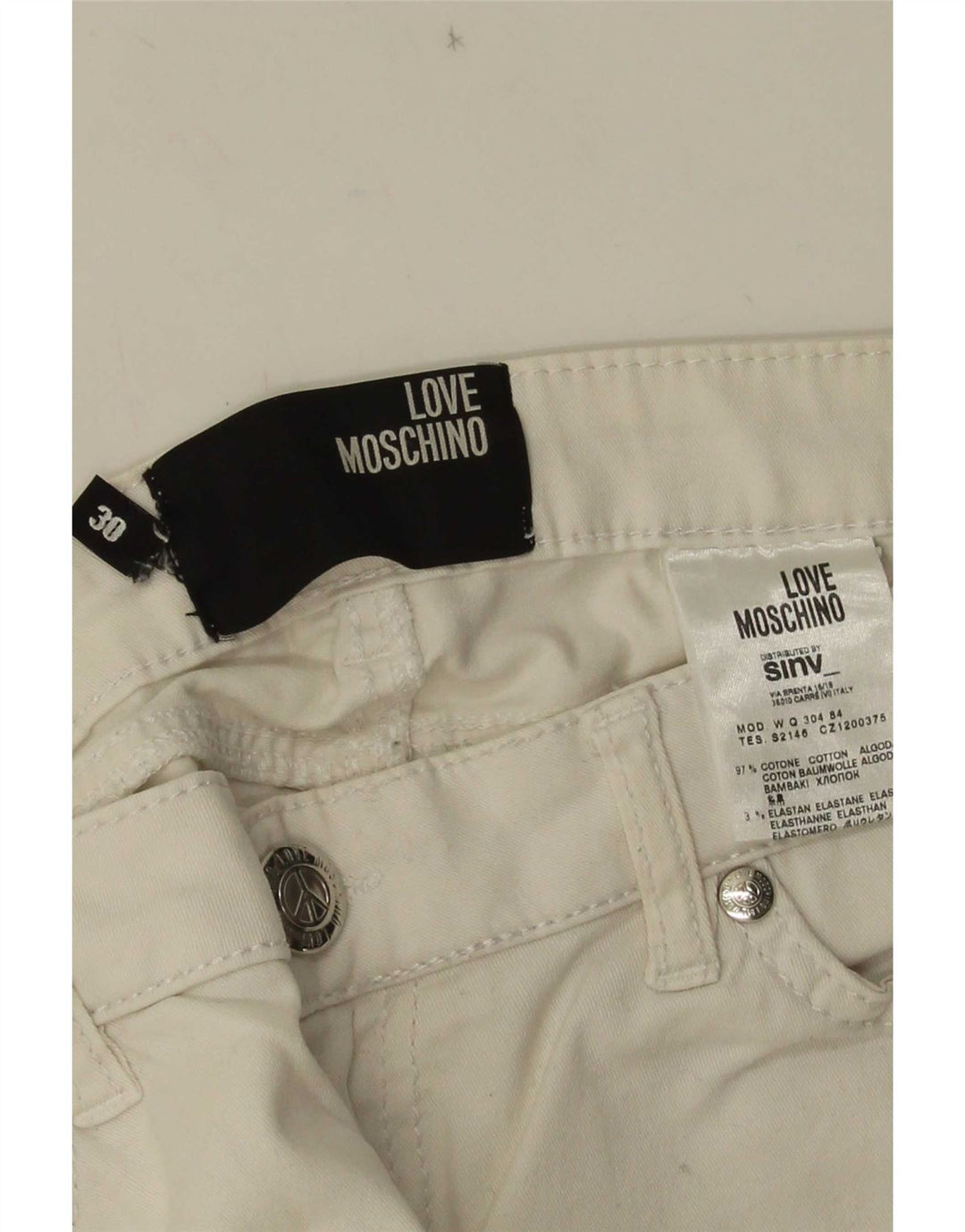 Moschino Jean Slim Femme W30 L29 Coton Blanc