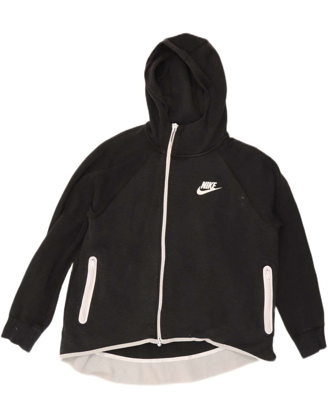 NIKE Pull à capuche zippé pour femme UK 16 Grand coton noir