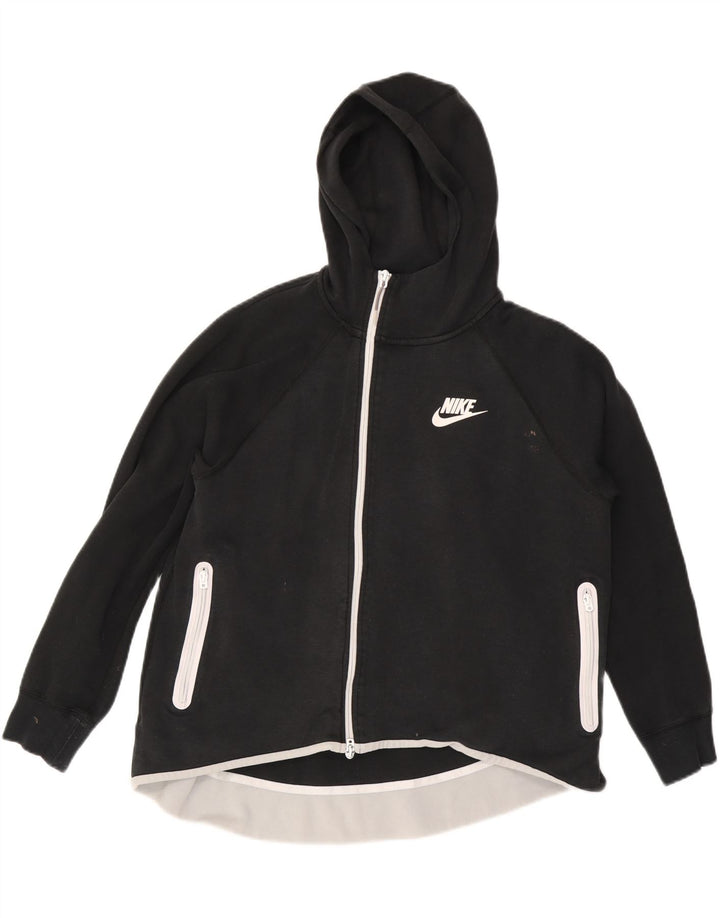 NIKE Pull à capuche zippé pour femme UK 16 Grand coton noir