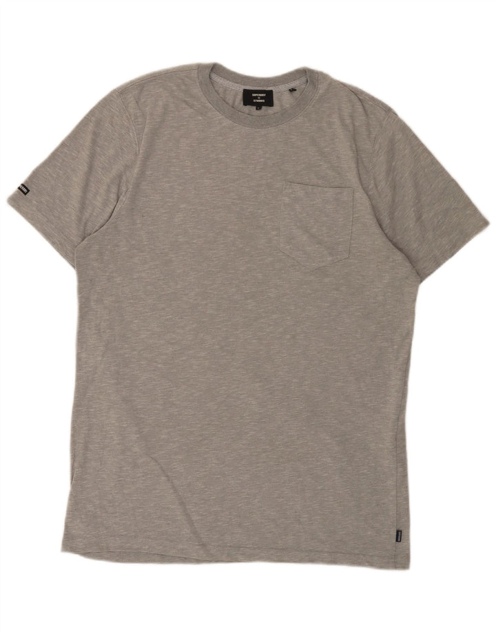 Superdry Homme T-Shirt Top Large Gris Moucheté Coton