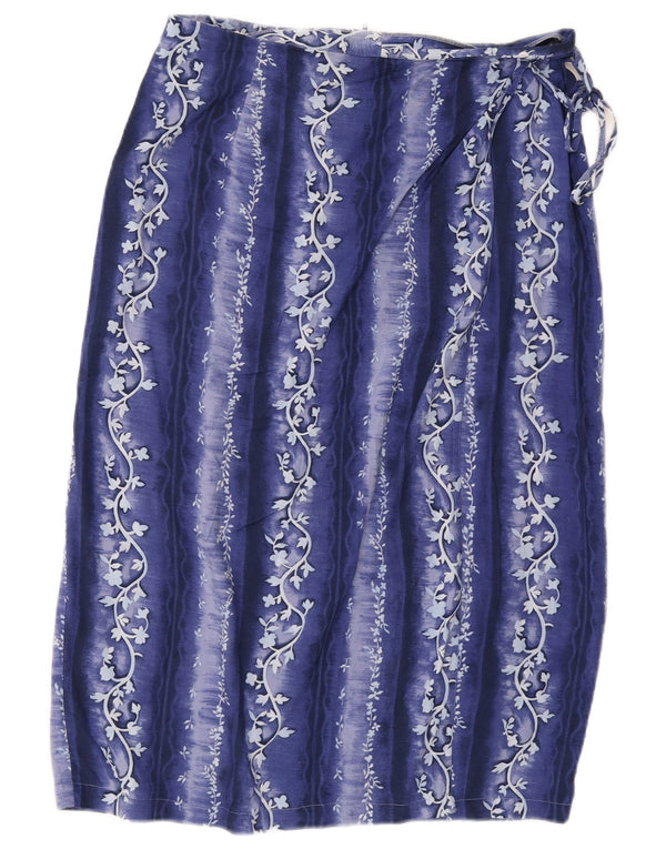 jupe portefeuille femme vintage UK 18 XL W30 Bleu Floral