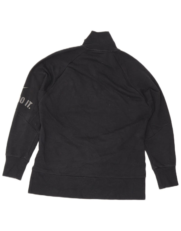 Nike Dri Fit Graphic Sweat-shirt à col zippé pour femme UK 6 XS Noir Coton