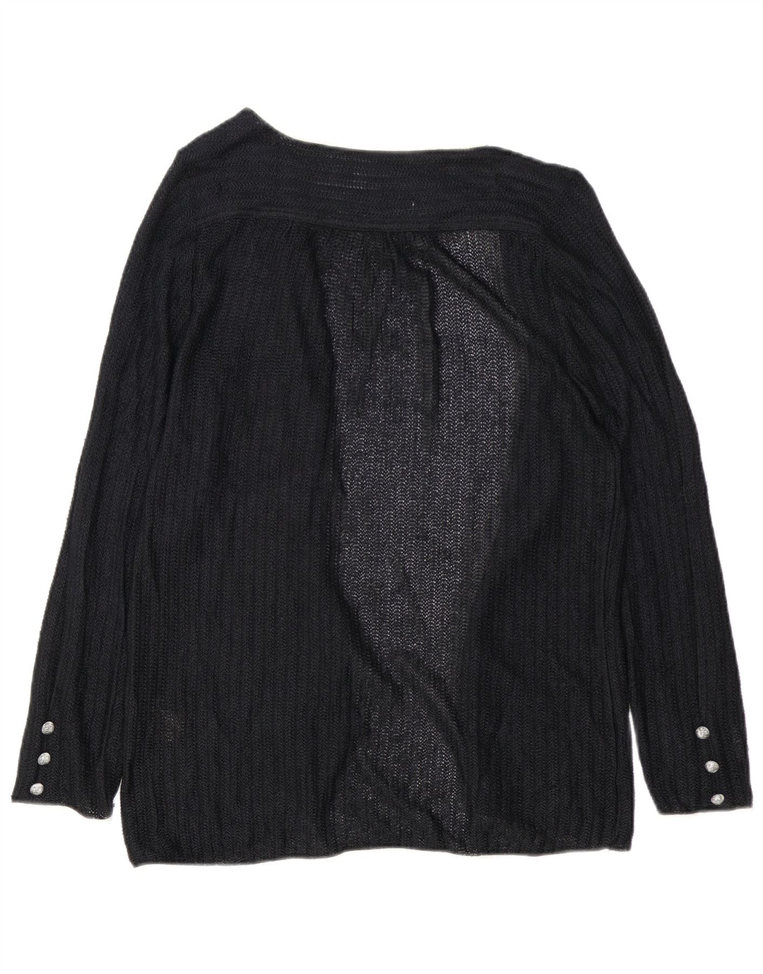 vintage Femme Open Cardigan Pull EU 40 Moyen Noir Viscose