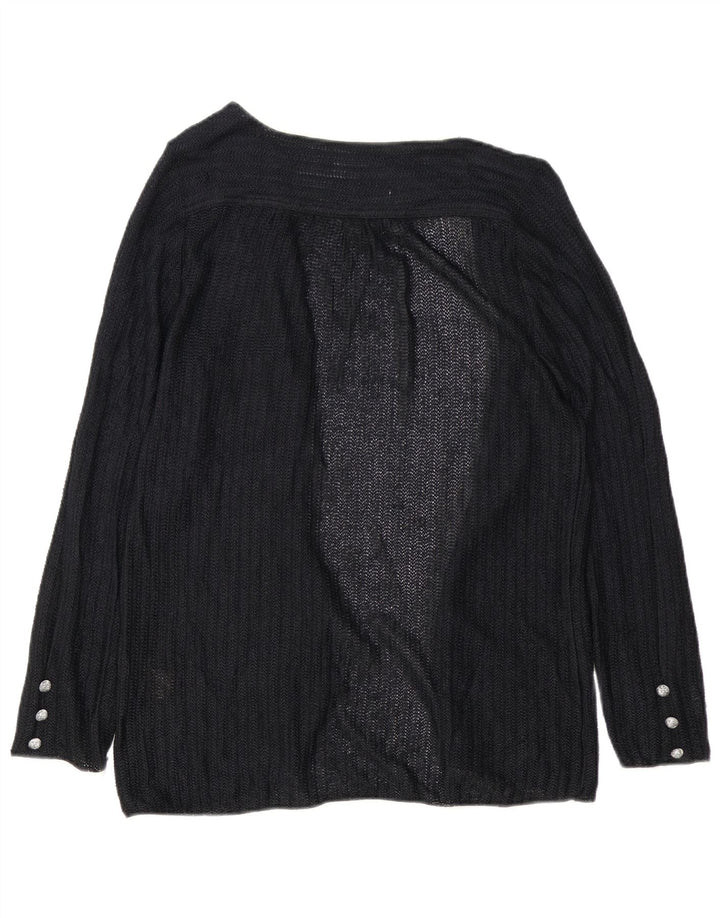 vintage Femme Open Cardigan Pull EU 40 Moyen Noir Viscose