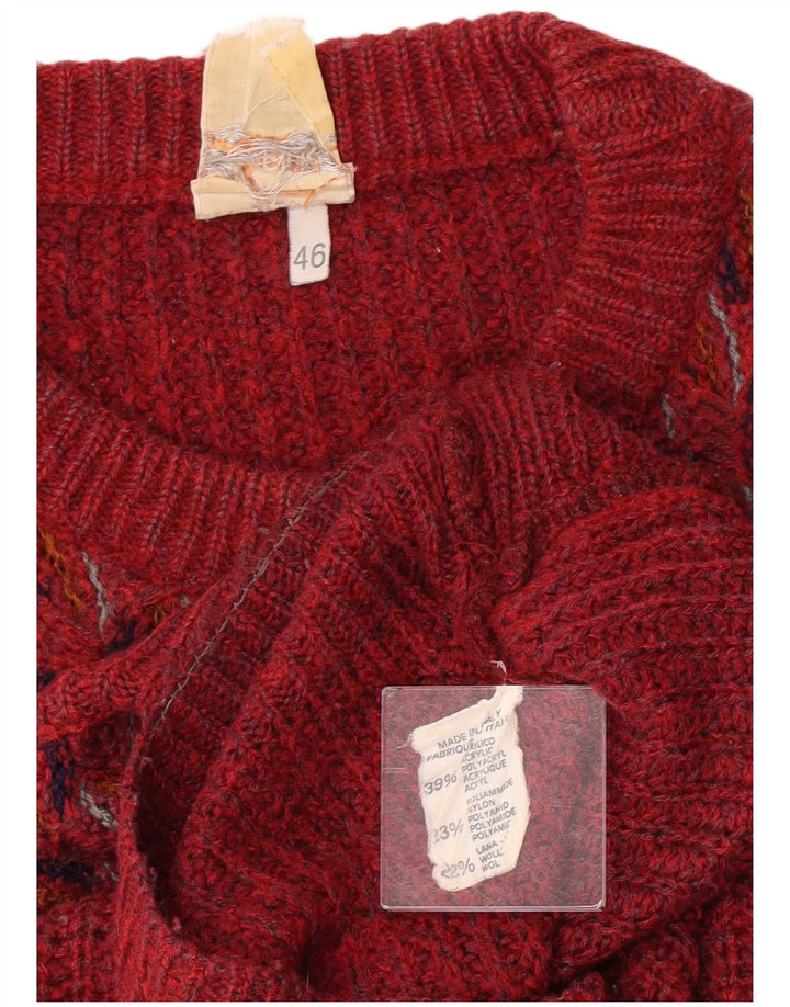 Fiume Pull col rond homme IT 46 petit marron géométrique acrylique