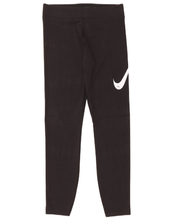 NIKE Leggings graphiques pour femmes UK 12 coton noir moyen
