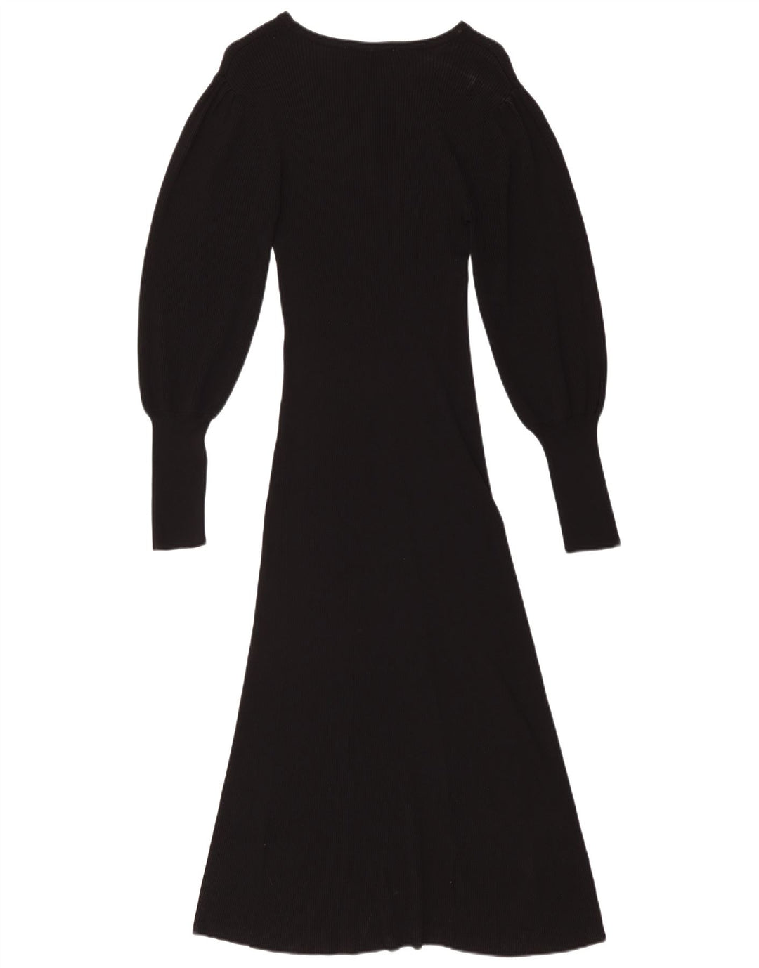 ZARA Femme Robe Maxi à Manches Longues UK 12 Moyen Noir Viscose