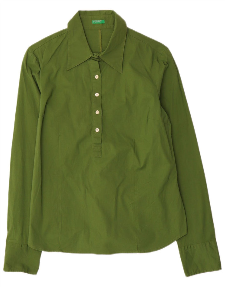 Benetton Chemise Pull Femme UK 12 Coton Vert Moyen