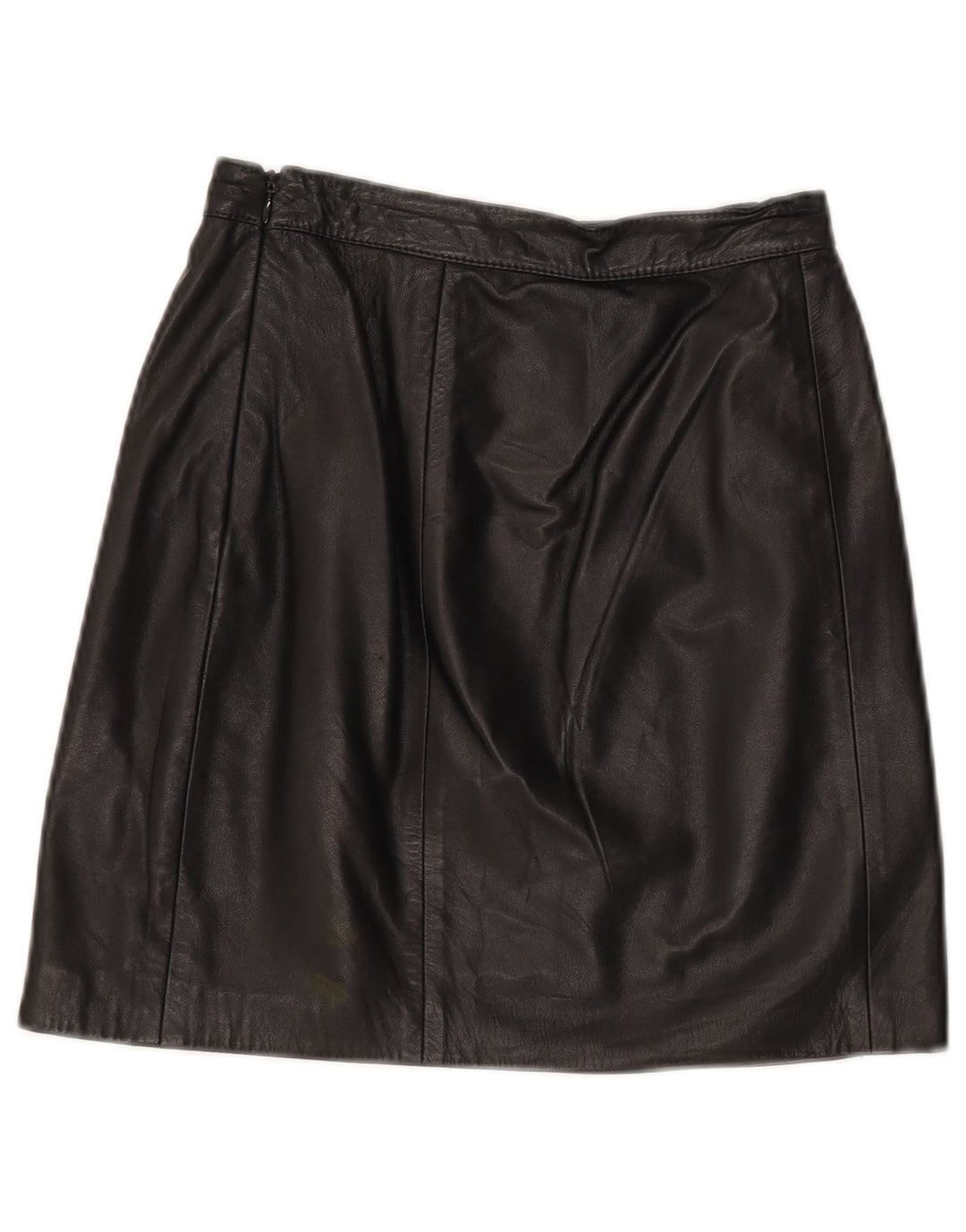 vintage Femme Mini Jupe En Cuir W24 XS Noir