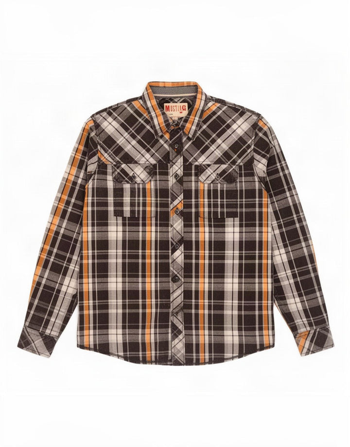 Mustang Chemise Homme Grand Carreau Noir Coton