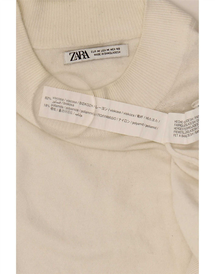 Zara Pull Col Rond Homme Blanc Moyen Viscose