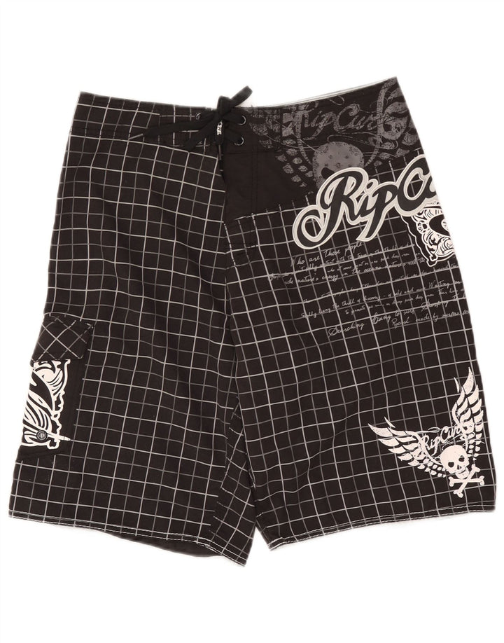 Rip Curl Short de bain graphique pour hommes en polyester à carreaux noir moyen