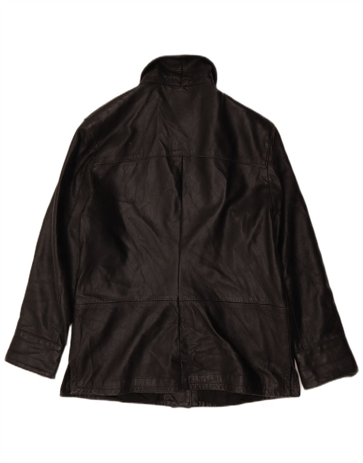 veste en cuir femme vintage IT 46 Grand Noir