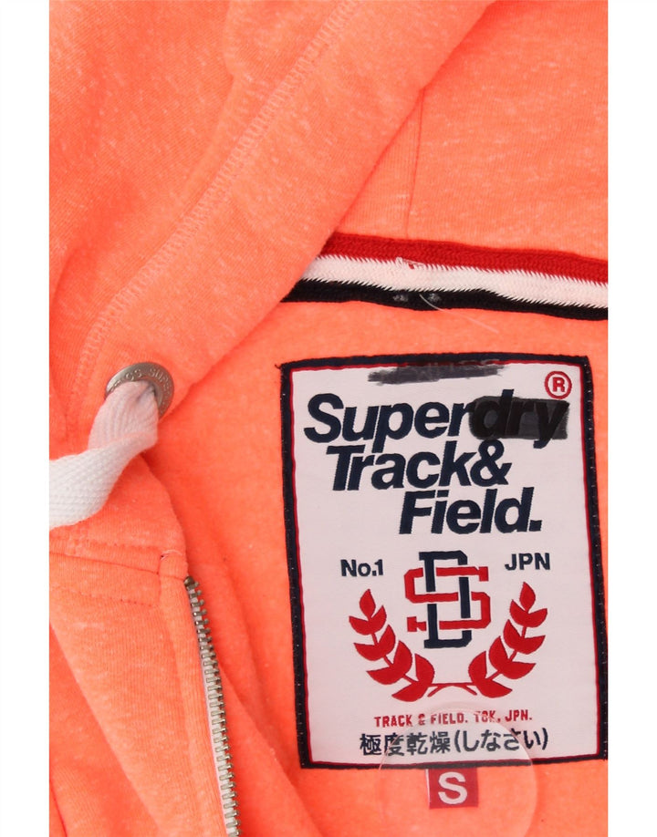 SUPERDRY Pull à capuche zippé graphique pour femme UK 10 Petit Orange Moucheté