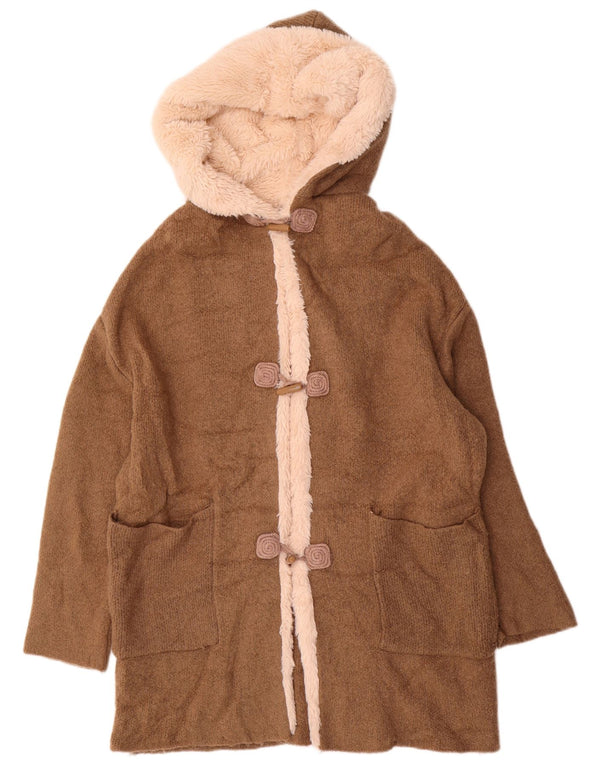 ZARA Cardigan surdimensionné à capuche pour femme UK 14 Marron moyen
