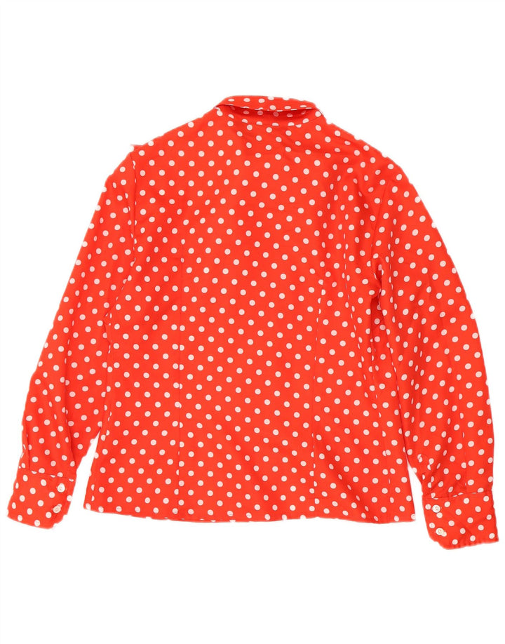vintage Femme Front Tie Shirt Blouse IT 48 XL Rouge À Pois