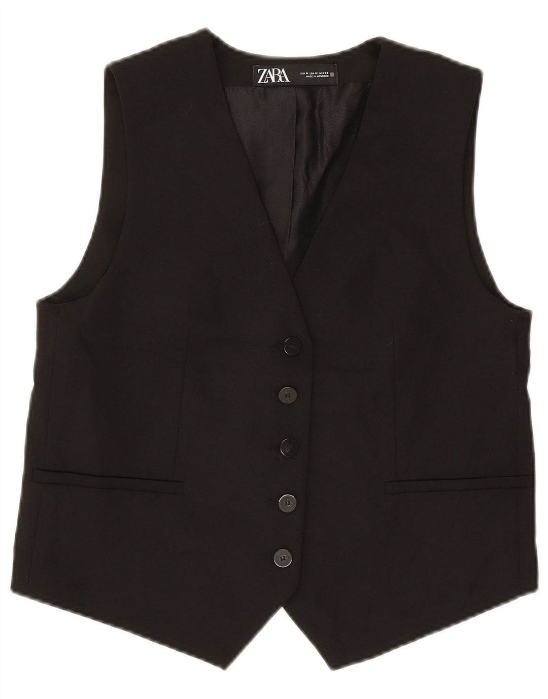 Zara Gilet court pour femme UK 44 Medium Noir Polyester