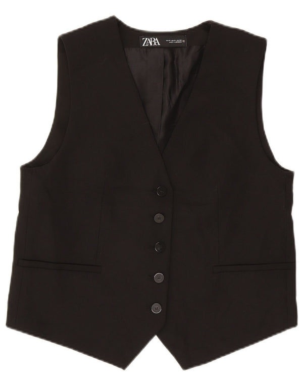 Zara Gilet court pour femme UK 44 Medium Noir Polyester