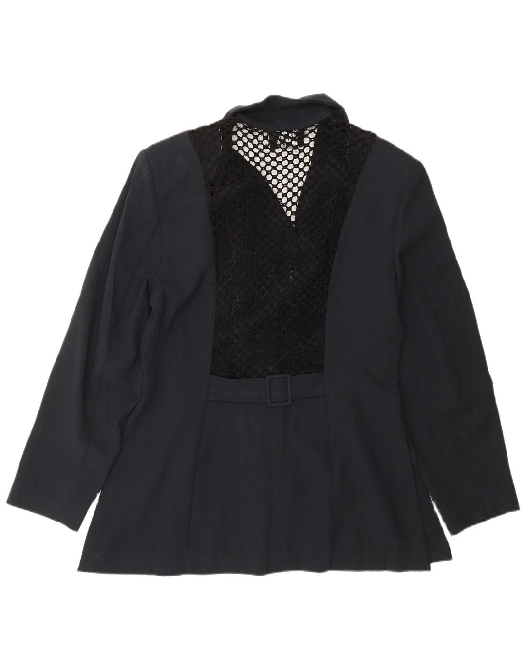 VINTAGE Veste Blazer 3 Boutons Femme UK 14 Bleu Marine Moyen