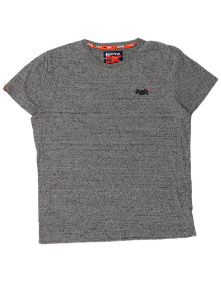 SUPERDRY T-Shirt Homme Top 2XL Gris Moucheté Coton