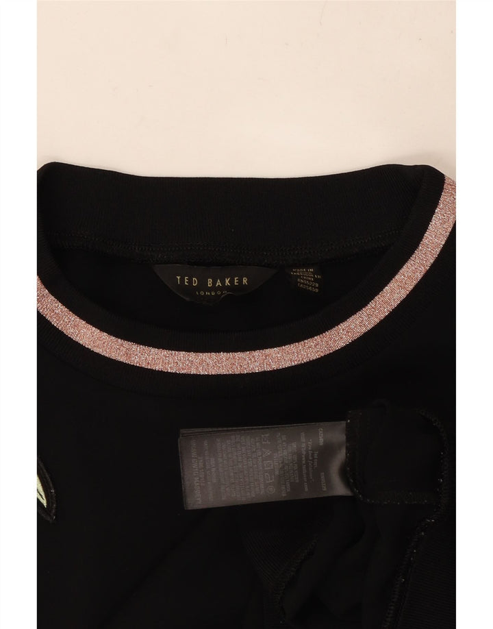 TED BAKER Sweat-shirt pour femme UK 44 Medium Noir Floral Polyester