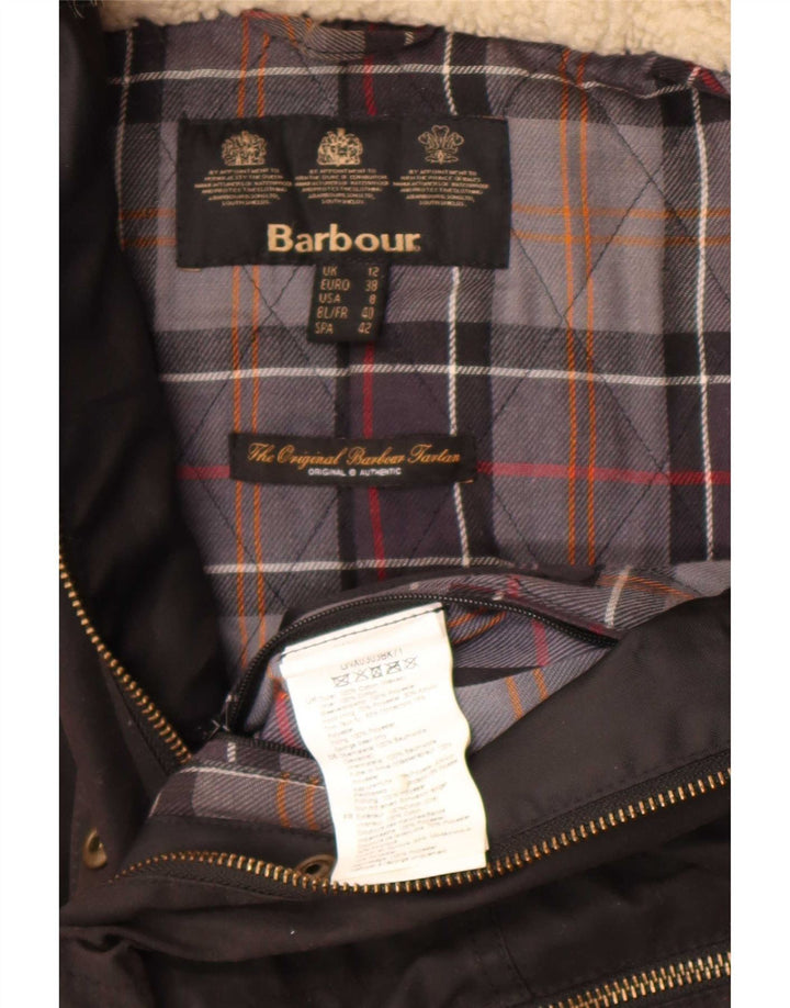 Barbour Veste à capuche en coton ciré pour femme UK 12 Noir moyen