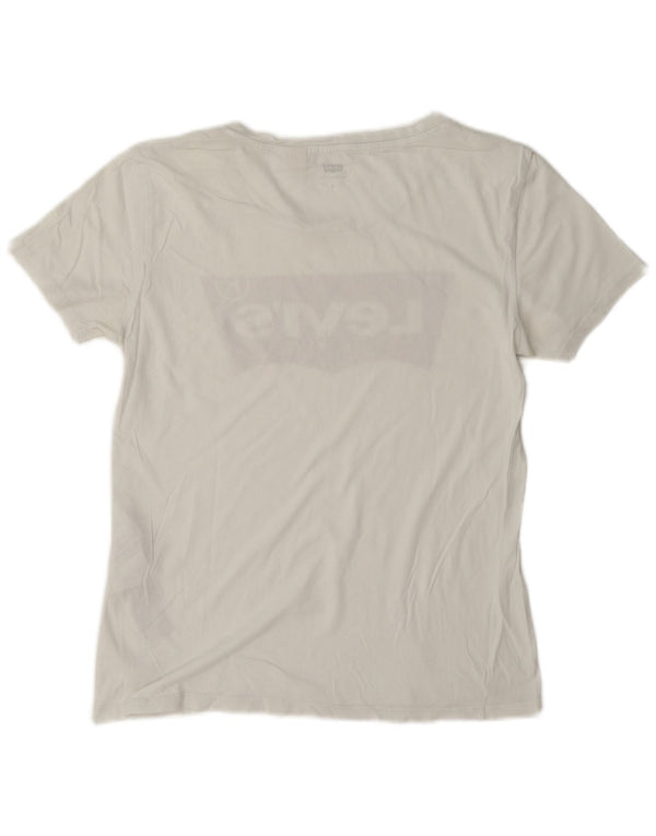 Levi's T-Shirt Graphique Femme UK 10 Petit Blanc Coton