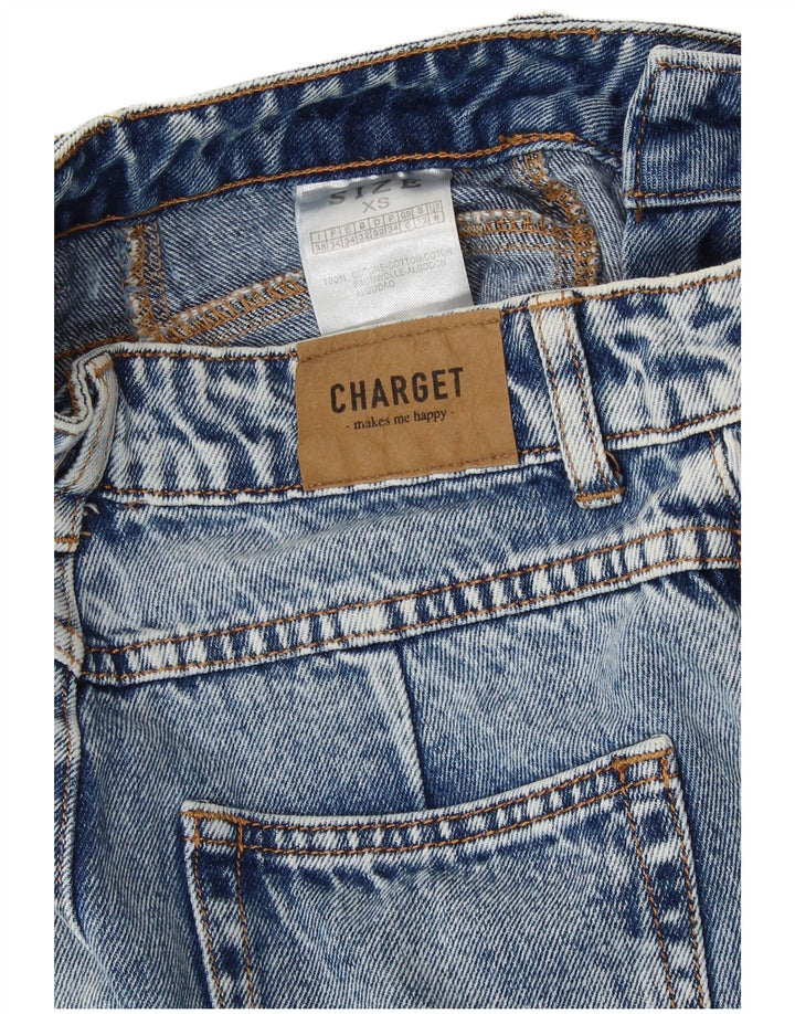 VINTAGE Femmes Fuselé Taille Haute Jeans UK 6 XS W25 L25 Bleu Coton