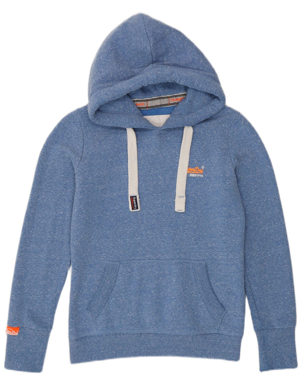 Superdry Femme Pull à capuche UK 8 Small Bleu Moucheté Polyester