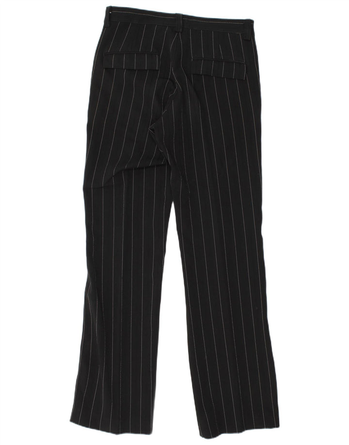 VINTAGE Pantalon Chino Droit Femme IT 44 Moyen W30 L32 Rayé Noir