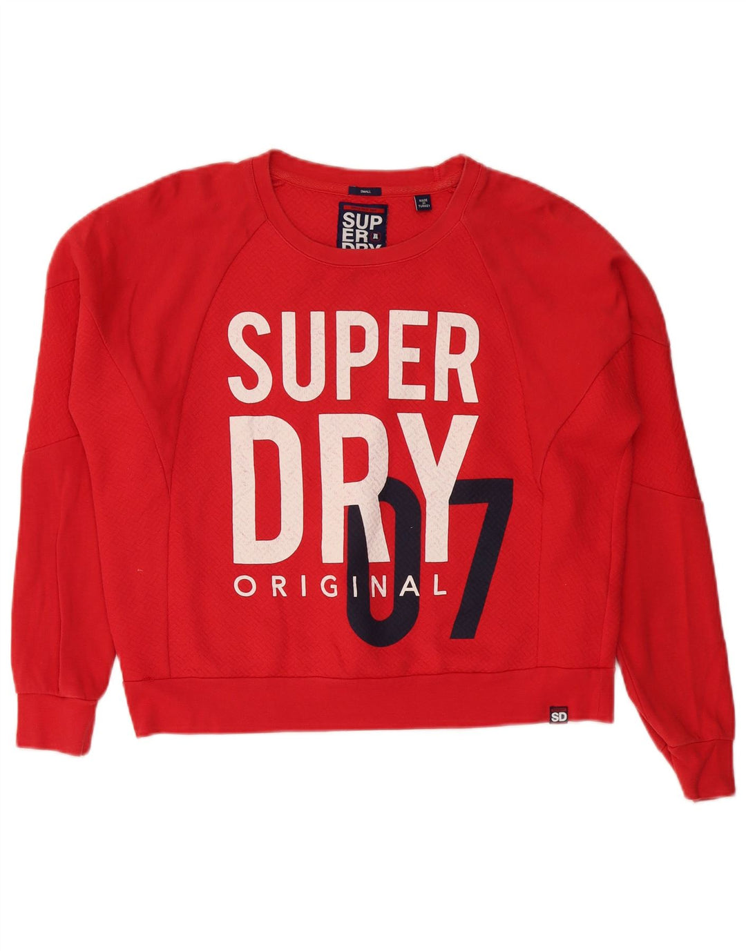 Superdry Sweat-shirt surdimensionné graphique pour femme UK 10 petit coton bleu