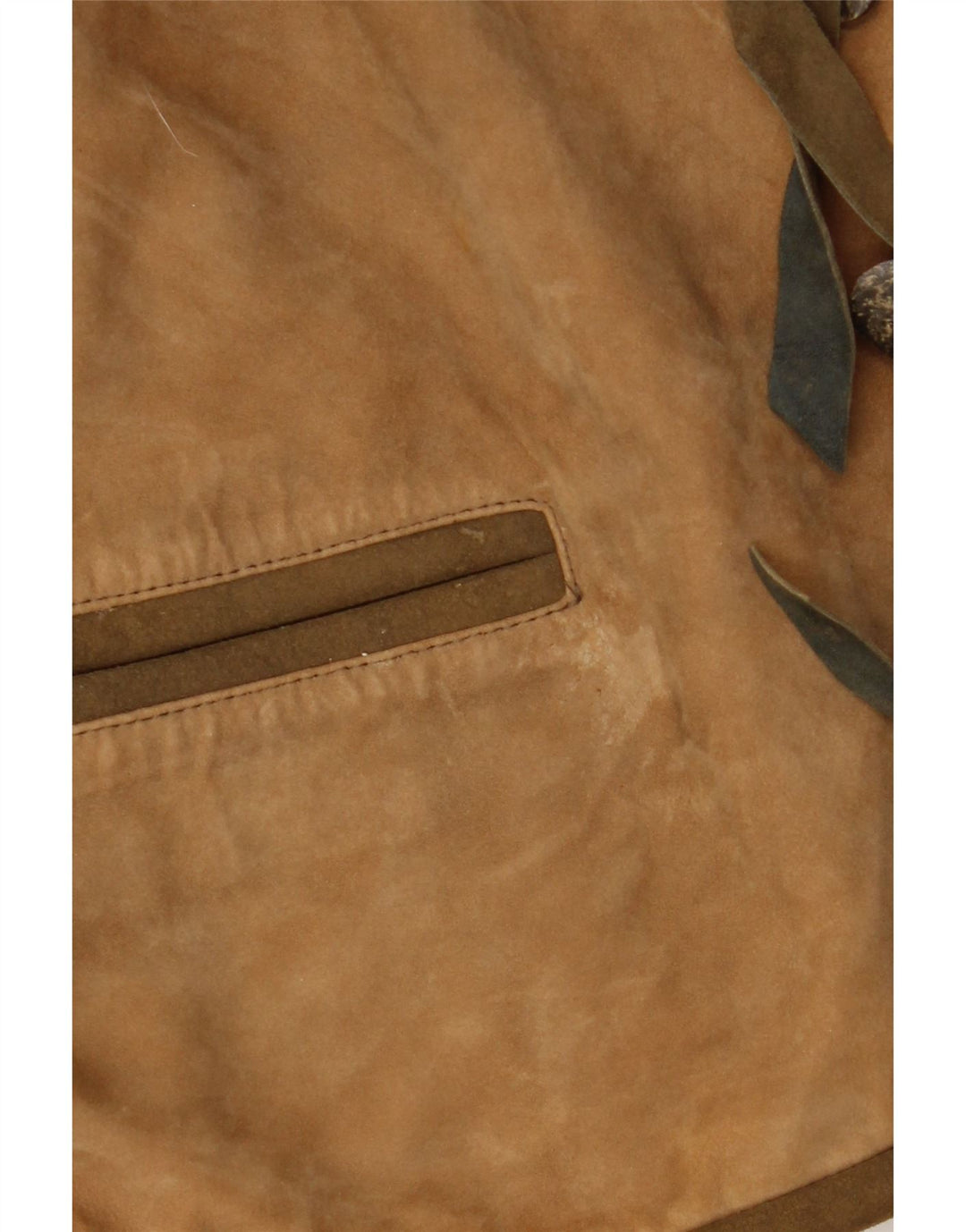 vintage Femme Trachten Daim Veste EU 36 Petit Cuir Beige