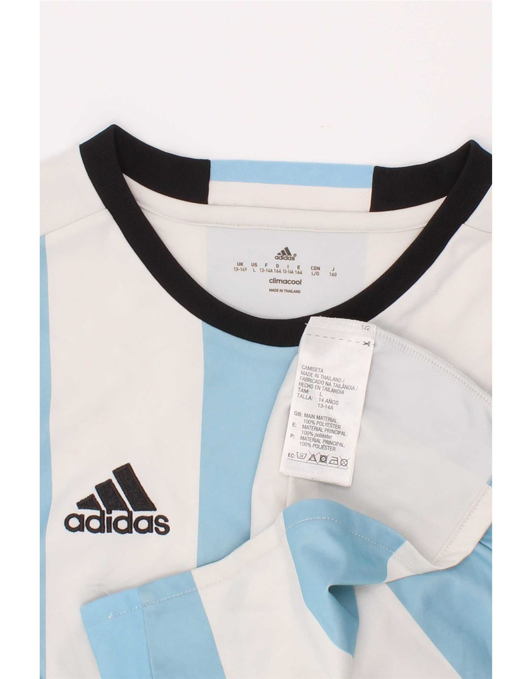 Adidas Garçon Climacool T-Shirt Top 13-14 ans Bleu Rayé Polyester