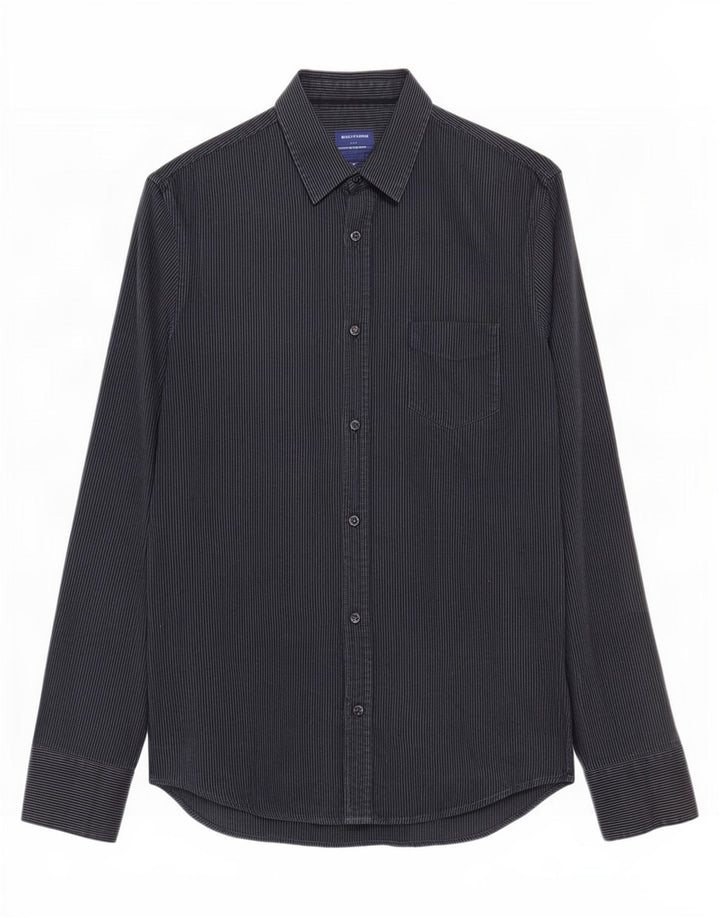 Trussardi Jeans Chemise Homme Gris Moyen À Fines Rayures En Coton