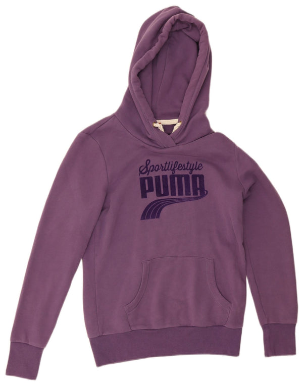 Puma Pull à capuche graphique pour femme UK 12 Violet moyen Coton