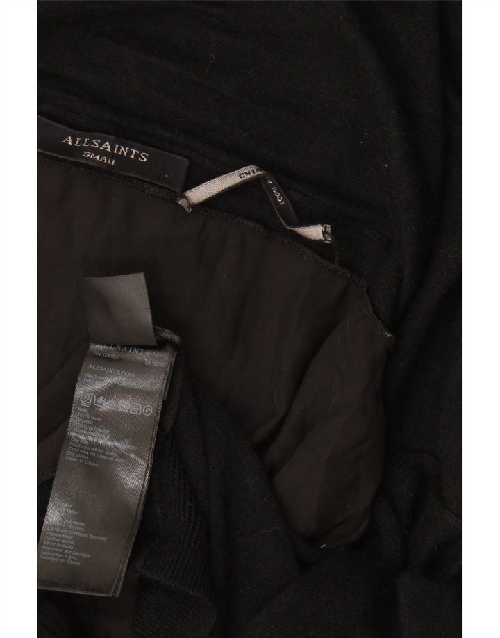ALL SAINTS Pull cardigan ouvert asymétrique pour femme UK 10 Petite laine noire