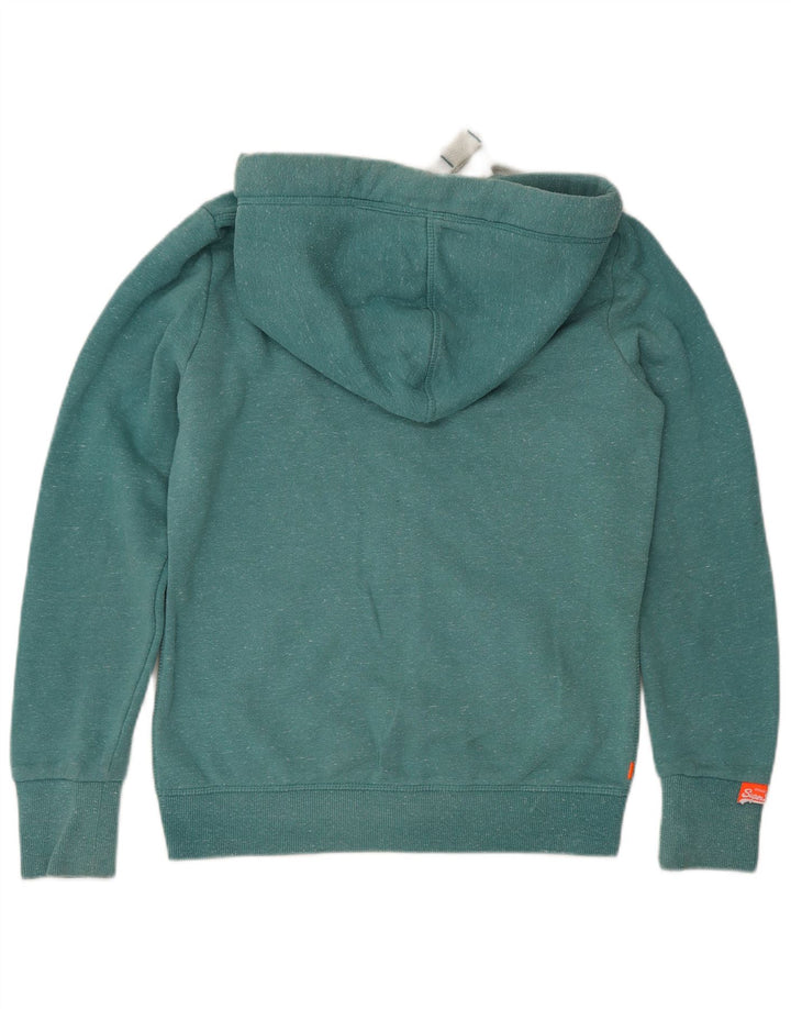 Superdry Pull à capuche zippé en coton moucheté vert moyen |