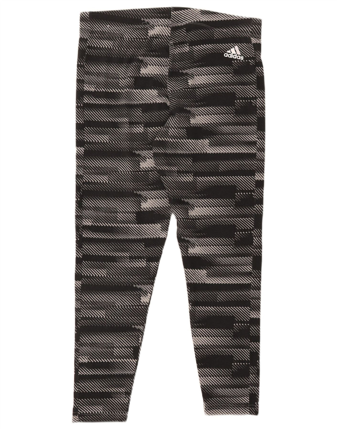 ADIDAS Leggings graphiques pour femmes UK 16/18 Grand coton rayé noir