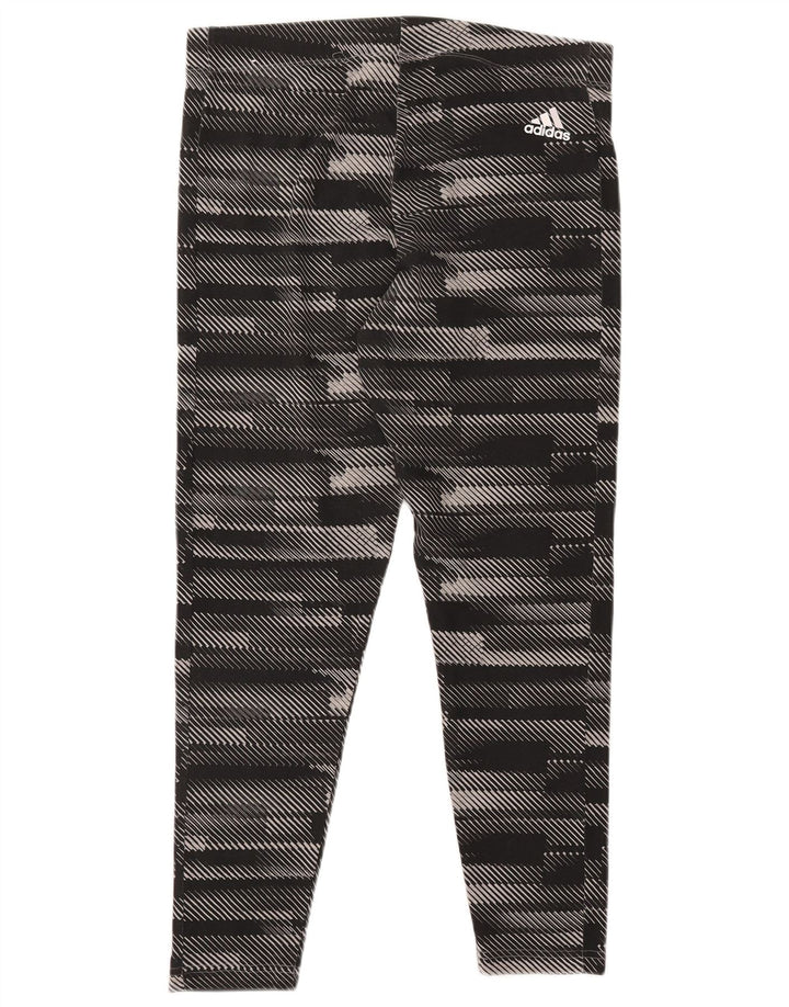 ADIDAS Leggings graphiques pour femmes UK 16/18 Grand coton rayé noir