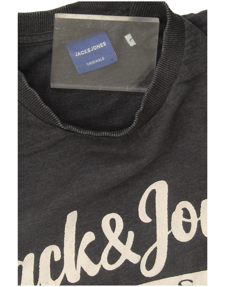 Jack & Jones Sweat-shirt graphique pour hommes, grand, gris, coton