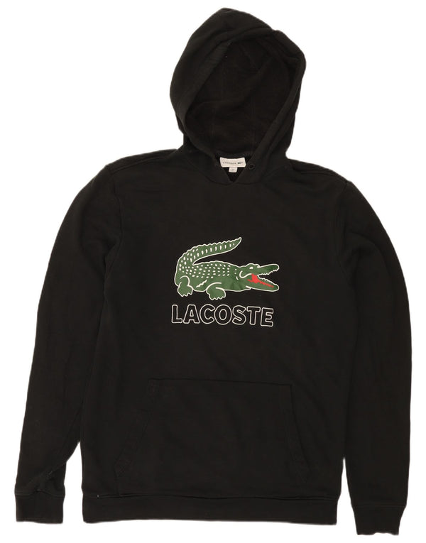 Lacoste Mens Graphic Hoodie Jumper Taille 5 Grand Coton Noir