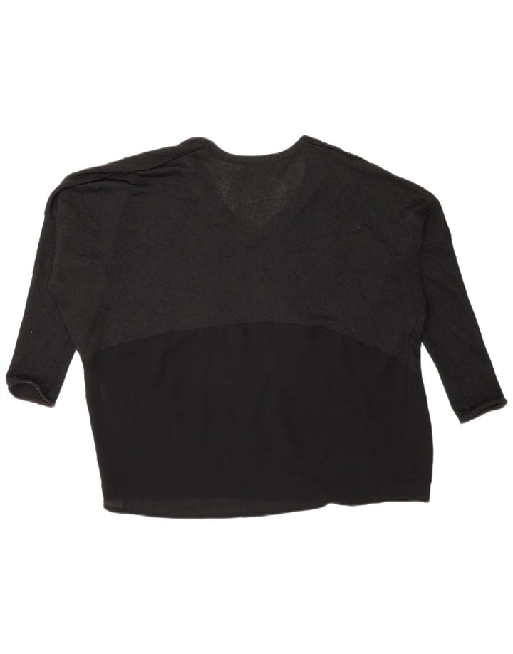 Zara Womens Batwing Top Manches Longues UK 14 Moyen Noir
