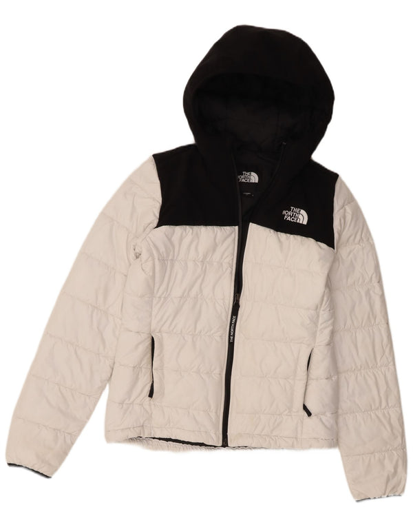 The North Face Veste matelassée à capuche pour femme UK 10 Small White Colourblock